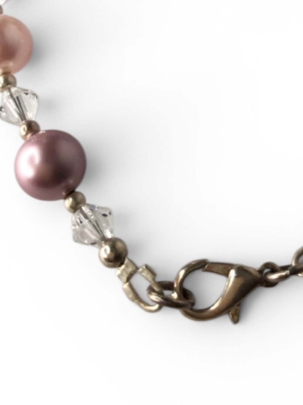 Handmade Dainty Glass Pearls & Crystal Beaded Bracelet - Picture 12 of 13